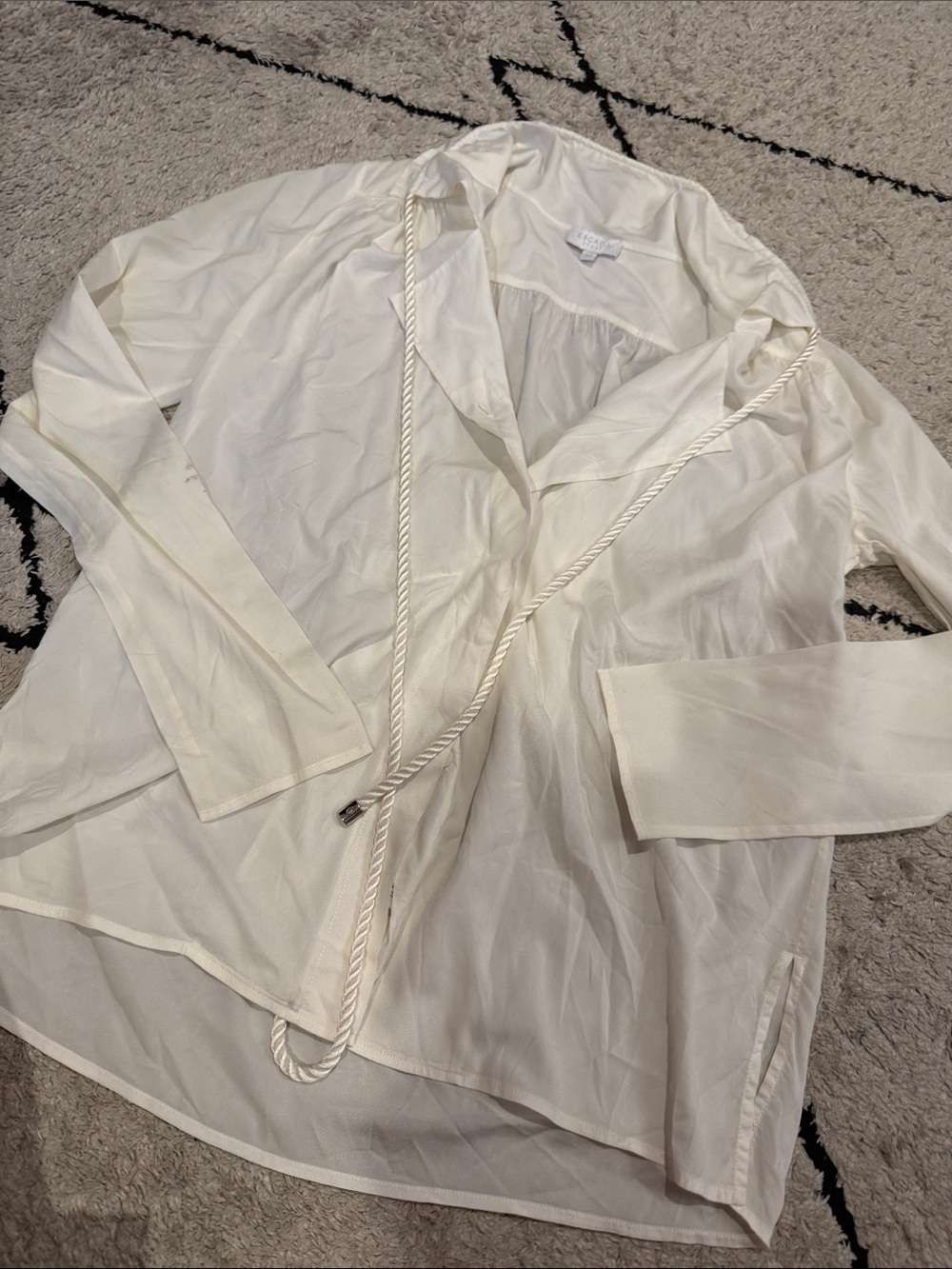Escada Cream Lightweight rope tie blousr 34
